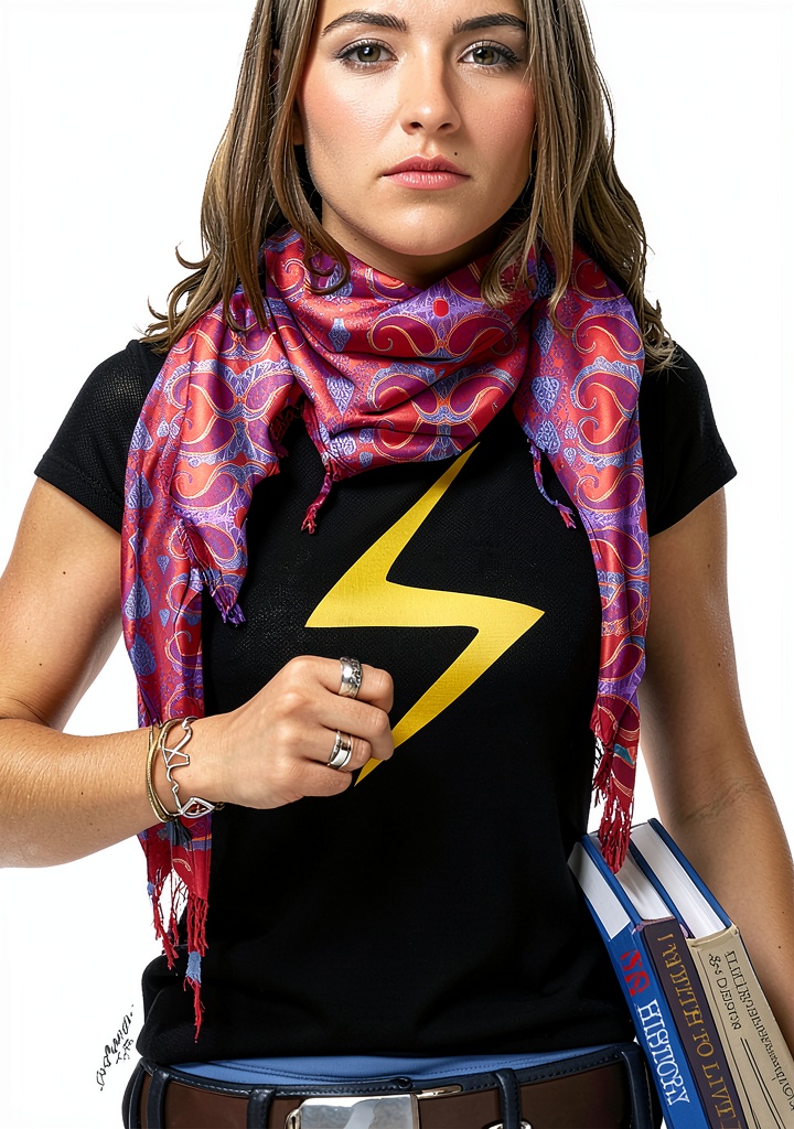 Installing Marvel Ms. Marvel Graphic Novel (978-1302402228) on a wooden desk