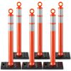 Traffic Delineator Posts 6 Pack 42" HiGiant Orange Reflective Strips-0