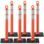 Traffic Delineator Posts 6 Pack 42" HiGiant Orange Reflective Strips-0