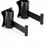 Wall Mounted Retractable Belt Barrier QWORK 10' Black 2‑Pack-0