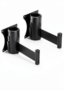 Wall Mounted Retractable Belt Barrier QWORK 10' Black 2‑Pack-0