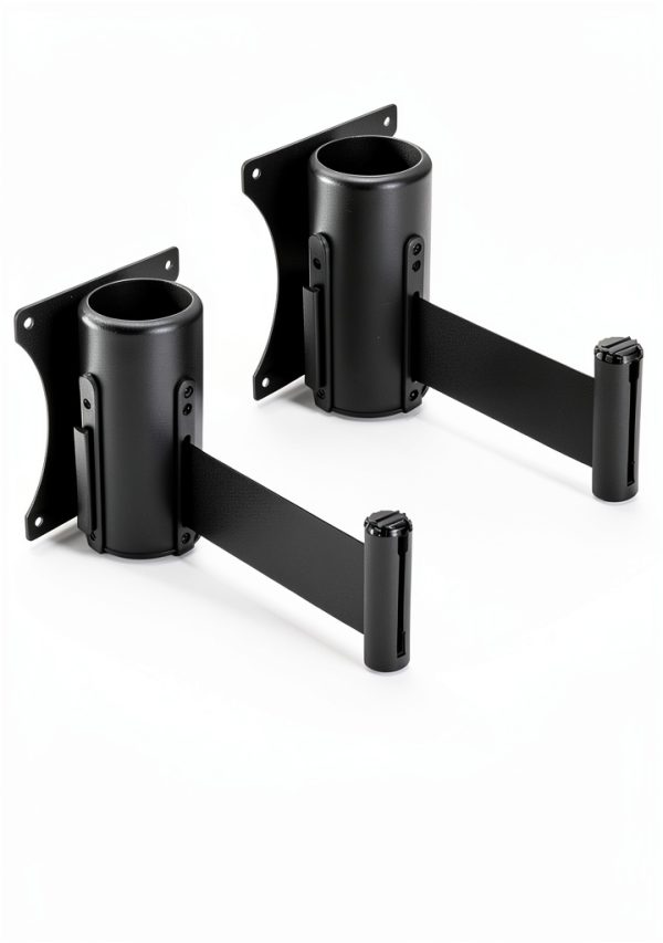 Wall Mounted Retractable Belt Barrier QWORK 10' Black 2‑Pack-0