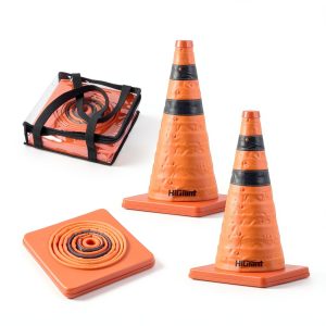 Collapsible Safety Cones 18" HiGiant Orange Foldable Reflective Collar-0