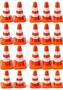 Mini Traffic Cones NUOBESTY 50pcs Plastic Roadblock Toys for Kids-0