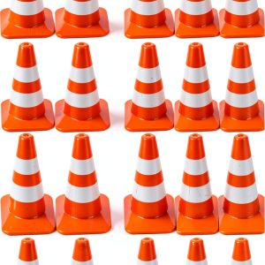 Mini Traffic Cones NUOBESTY 50pcs Plastic Roadblock Toys for Kids-0