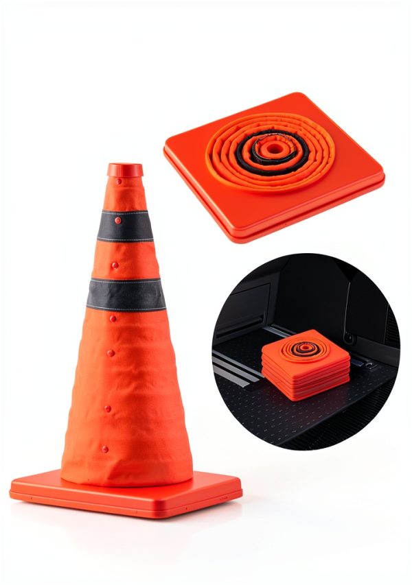 Collapsible Safety Cones 18" HiGiant Orange Foldable Reflective Collar-2