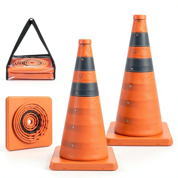 Collapsible Orange Safety Cones 18" 2‑Pack by Berverra – Reflective-0