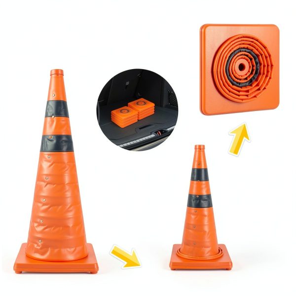 Collapsible Orange Safety Cones 18" 2‑Pack by Berverra – Reflective-1