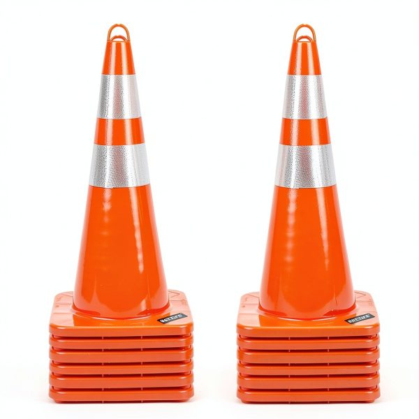 Traffic Safety Cones BATTIFE 28-Inch PVC with Reflective Collars-0