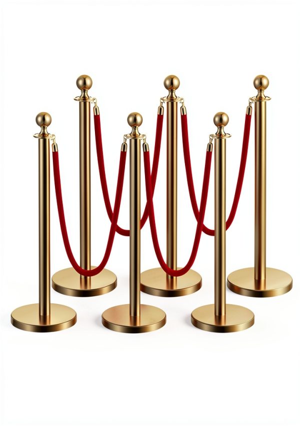 VEVOR Stanchions and Velvet Ropes 6Pcs Gold Base with Stainless Posts-0