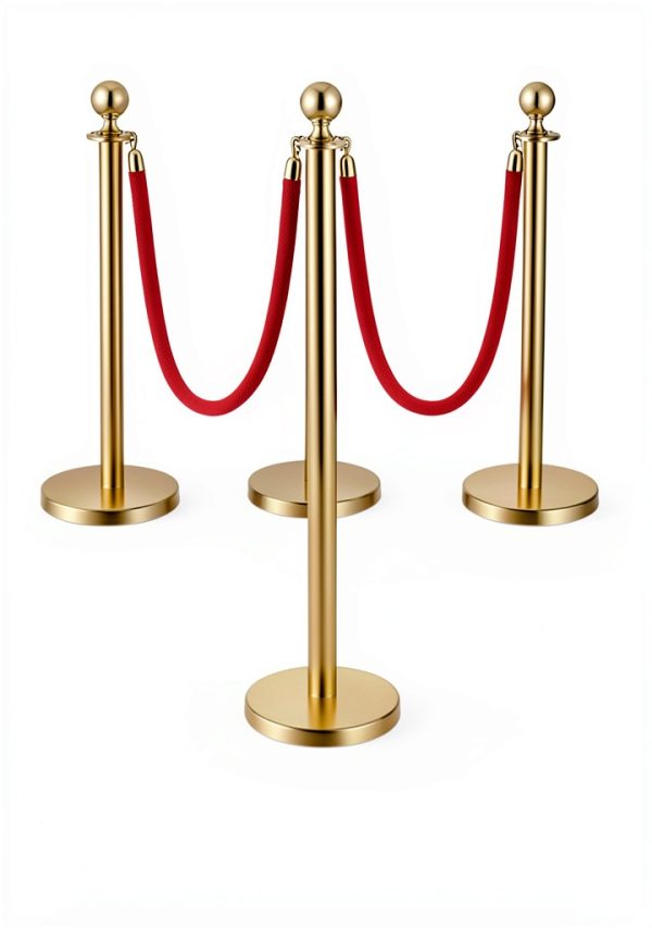 VEVOR Stanchions and Velvet Ropes 6Pcs Gold Base with Stainless Posts-6