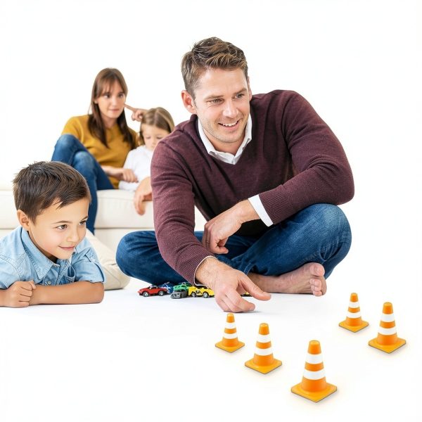 Mini Traffic Cones TOPPERFUN 30pcs Orange ABS Roadblock Safety Signs-4