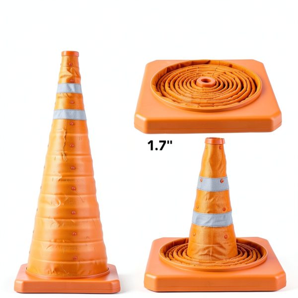 28 Inch Collapsible Traffic Safety Cones TENKAIWICK 2 Pack Foldable-3