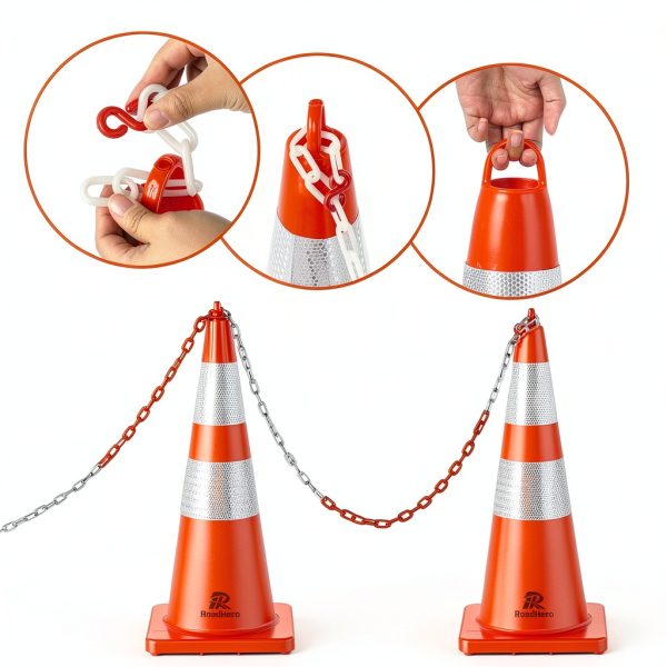 RoadHero 10 Pack 28 Inch Traffic Cones Orange with Reflective Collar-7