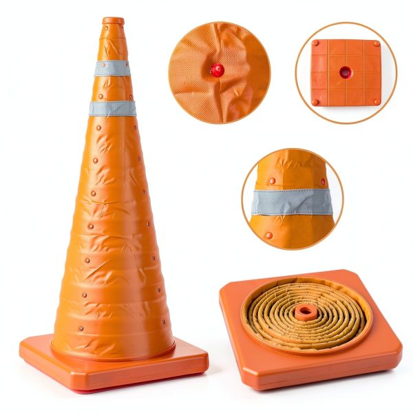 28 Inch Collapsible Traffic Safety Cones TENKAIWICK 2 Pack Foldable-5