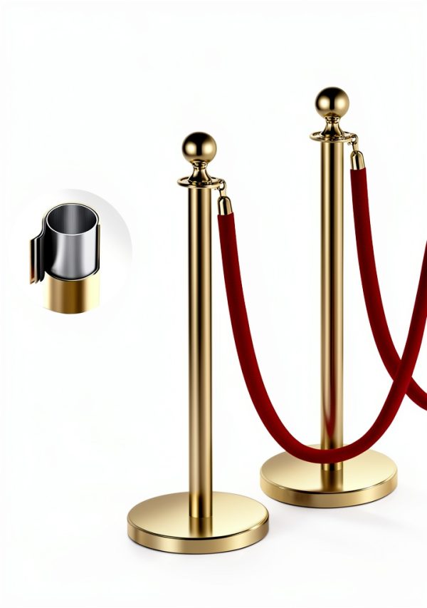 VEVOR Stanchions and Velvet Ropes 6Pcs Gold Base with Stainless Posts-1