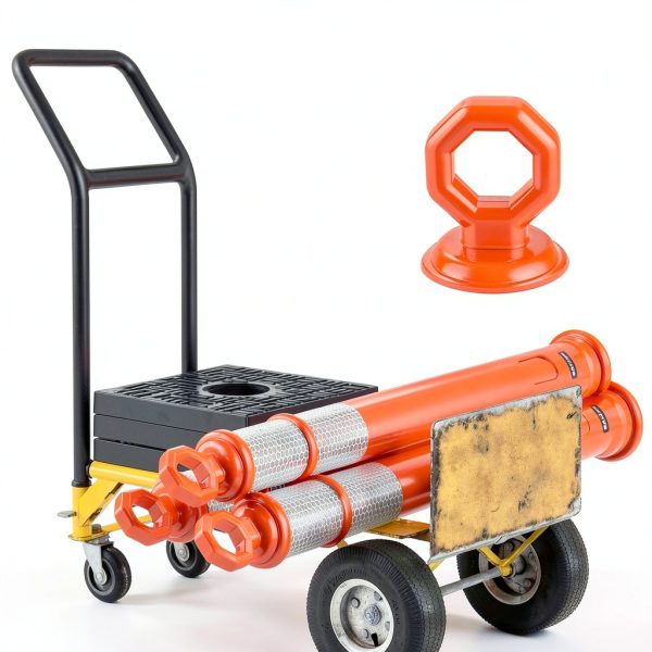 Orange Traffic Delineator Posts 42" BATTIFE 6-Pack Reflective Base-2