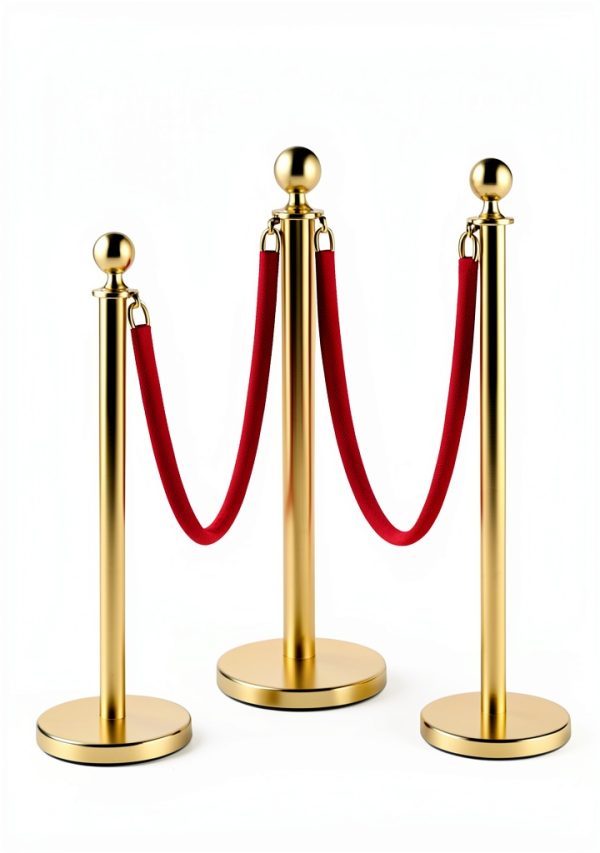VEVOR Stanchions and Velvet Ropes 6Pcs Gold Base with Stainless Posts-4