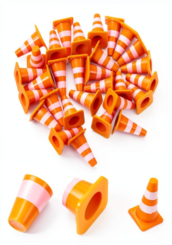 Mini Traffic Cones TOPPERFUN 30pcs Orange ABS Roadblock Safety Signs-5