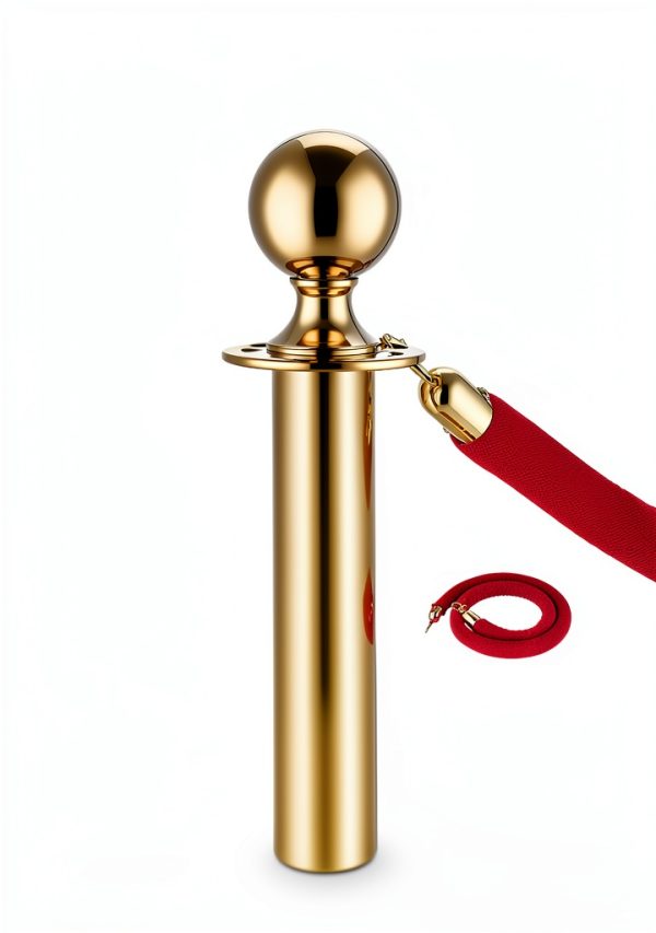 VEVOR Stanchions and Velvet Ropes 6Pcs Gold Base with Stainless Posts-5