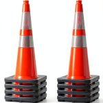 Traffic Safety Cones BESEA 28in Orange Heavy-duty PVC 8-Pack-0