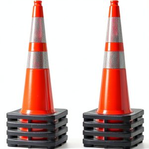 Traffic Safety Cones BESEA 28in Orange Heavy-duty PVC 8-Pack-0