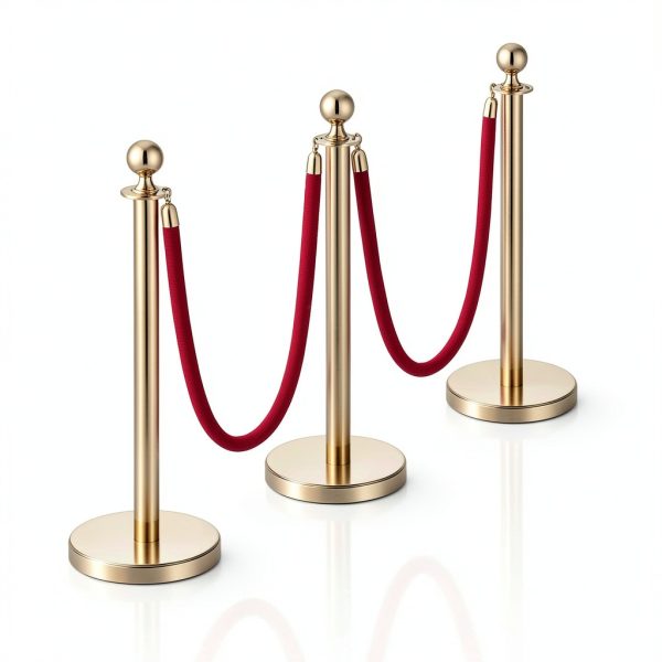 VEVOR Stanchions and Velvet Ropes 6Pcs Gold Base with Stainless Posts-7