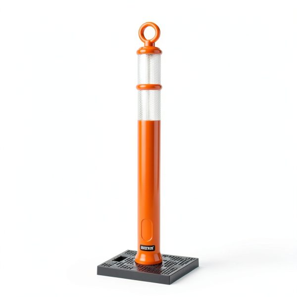 Orange Traffic Delineator Posts 42" BATTIFE 6-Pack Reflective Base-1