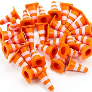Mini Traffic Cones TOPPERFUN 30pcs Orange ABS Roadblock Safety Signs-0