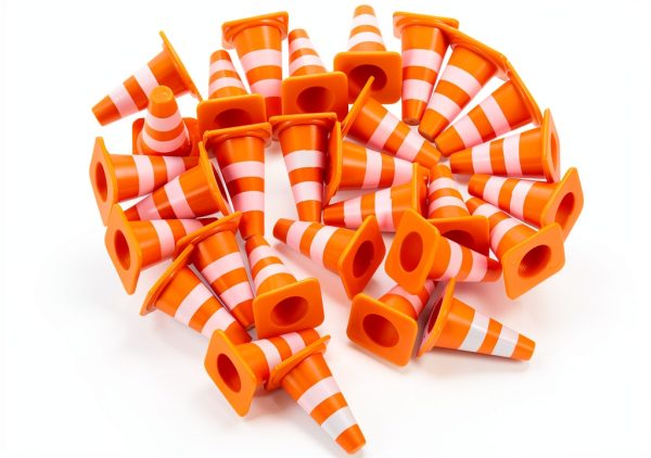 Mini Traffic Cones TOPPERFUN 30pcs Orange ABS Roadblock Safety Signs-0