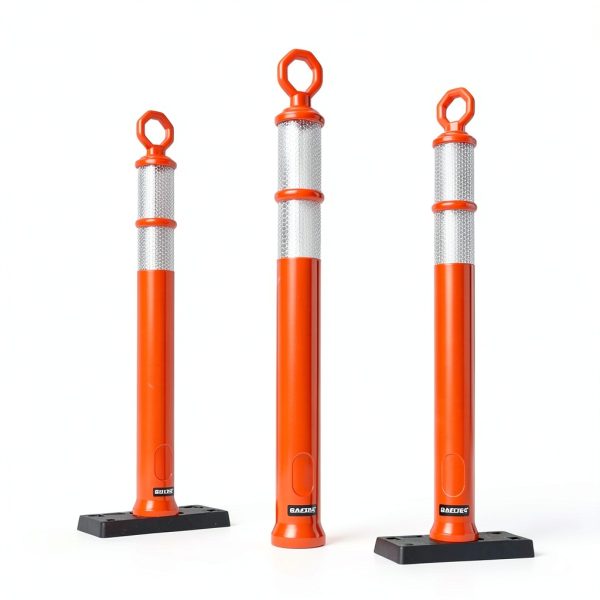 Orange Traffic Delineator Posts 42" BATTIFE 6-Pack Reflective Base-7